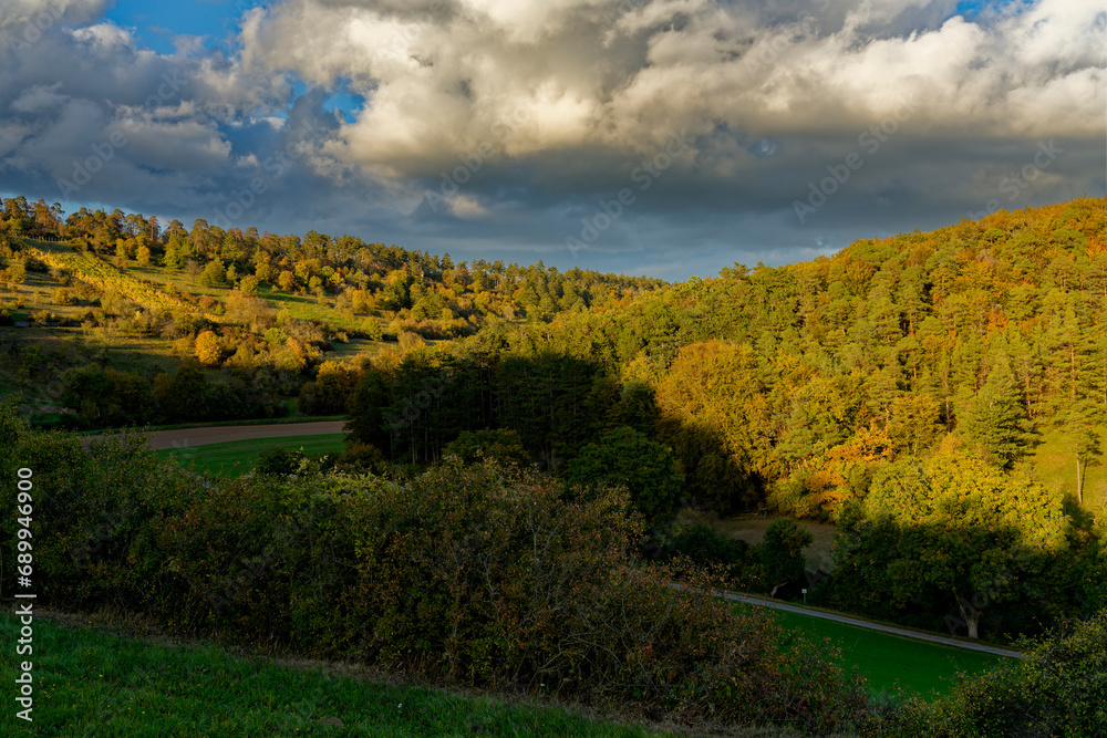  Landschaft im NSG Trockengebiete bei Machtilshausen,  Landkreis Bad Kissingen, Unterfranken, Franken, Bayern, Deutschland
