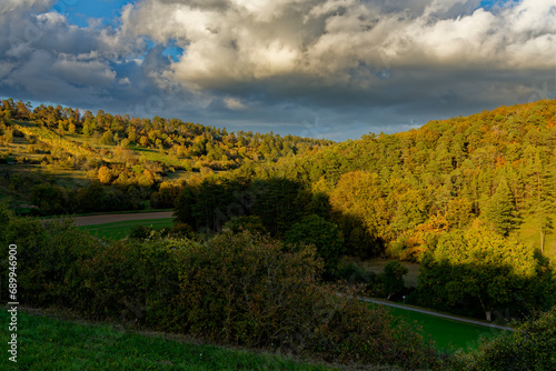  Landschaft im NSG Trockengebiete bei Machtilshausen, Landkreis Bad Kissingen, Unterfranken, Franken, Bayern, Deutschland