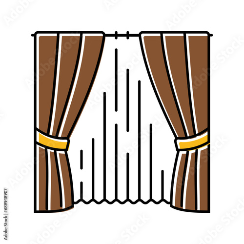 blackout curtains bedroom interior color icon vector. blackout curtains bedroom interior sign. isolated symbol illustration