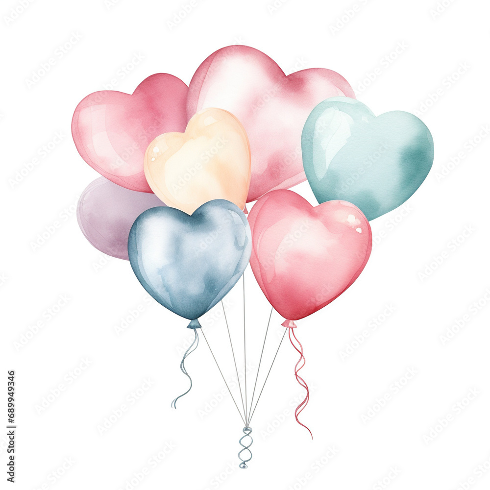 Watercolor Valentine Balloon Ball Pastel
