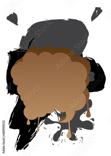 Black and brown graffiti speech bubble. Abstract modern Messaging sign street art decoration, Discussion icon performed in urban painting style isolated on white background.