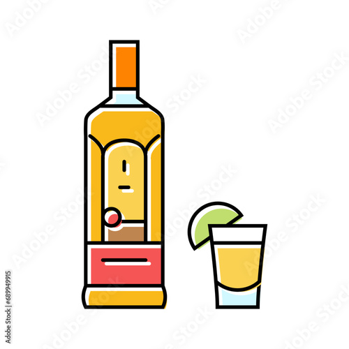 tequila drink bottle color icon vector. tequila drink bottle sign. isolated symbol illustration