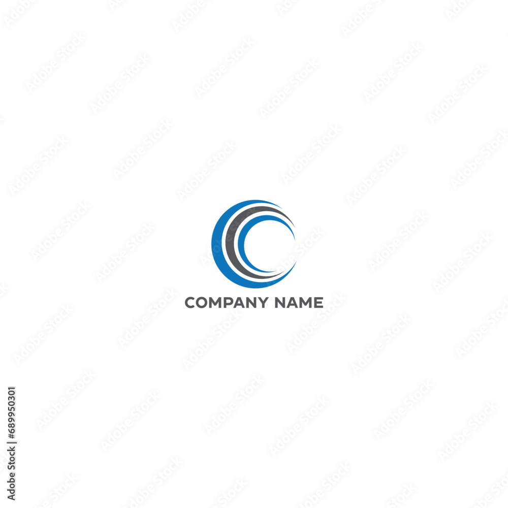 Modern and Minimal layered letter C logo, simple initial C monogram logo vector template