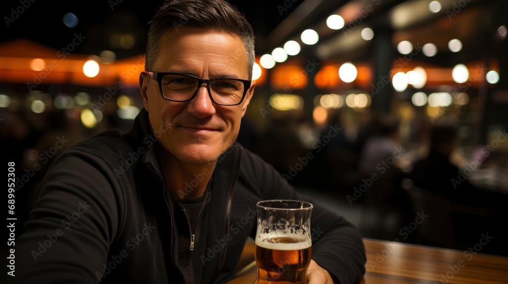 Funny Mature Man Glasses Beer , Background HD, Illustrations