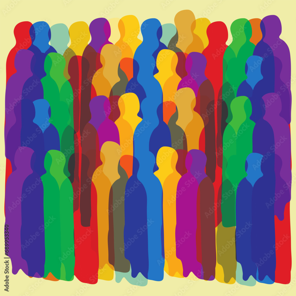  group of people silhouette in vibrant color scheme