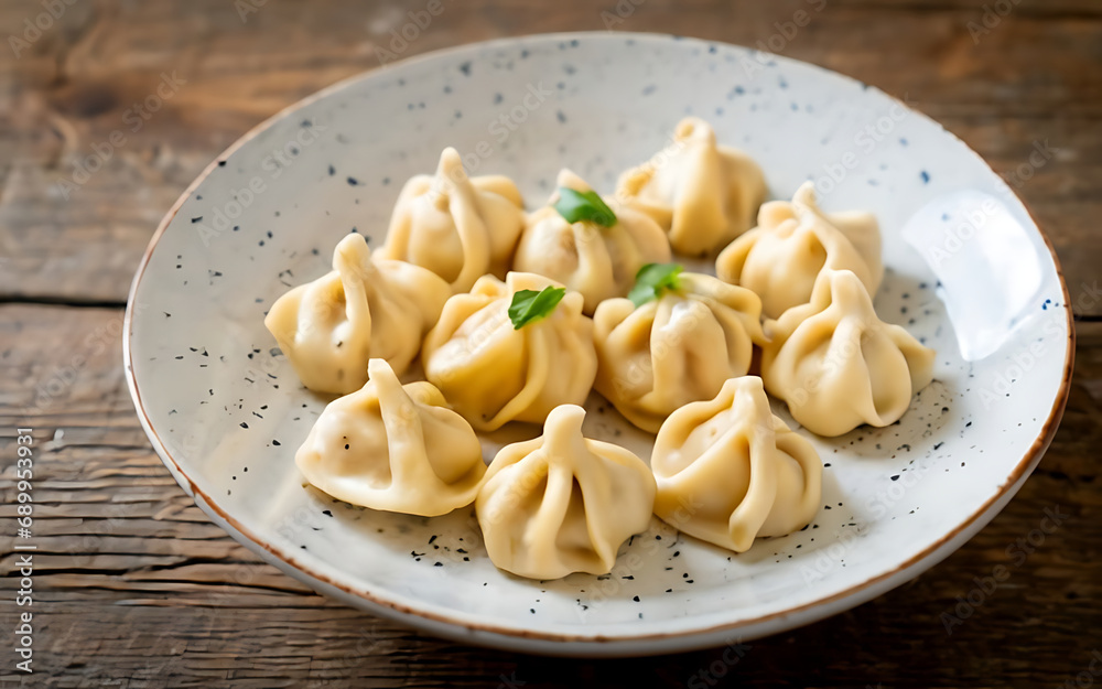 Capture the essence of Pelmeni in a mouthwatering food photography shot Generative AI