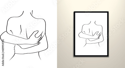naked couple hugging and holding tightly each other 