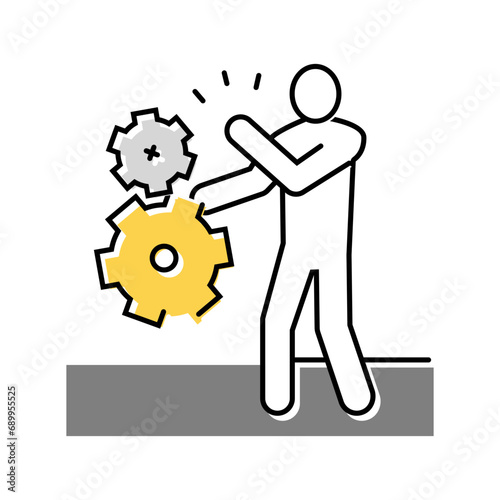 stuck hand lathe man color icon vector. stuck hand lathe man sign. isolated symbol illustration