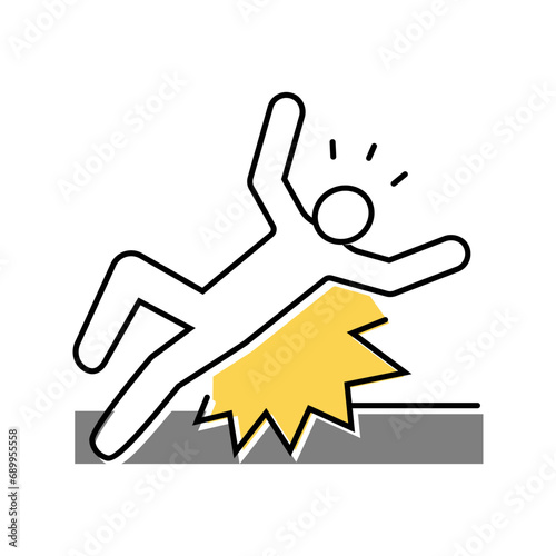 fall back man accident color icon vector. fall back man accident sign. isolated symbol illustration