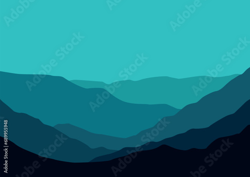 Mountains panorama. Vector illustration in flat style.