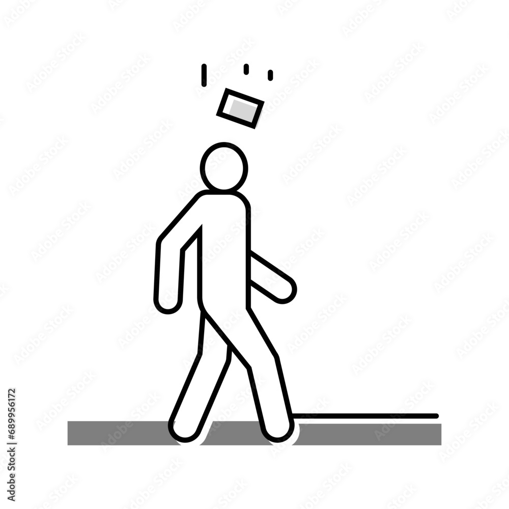 falling brick man head color icon vector. falling brick man head sign. isolated symbol illustration