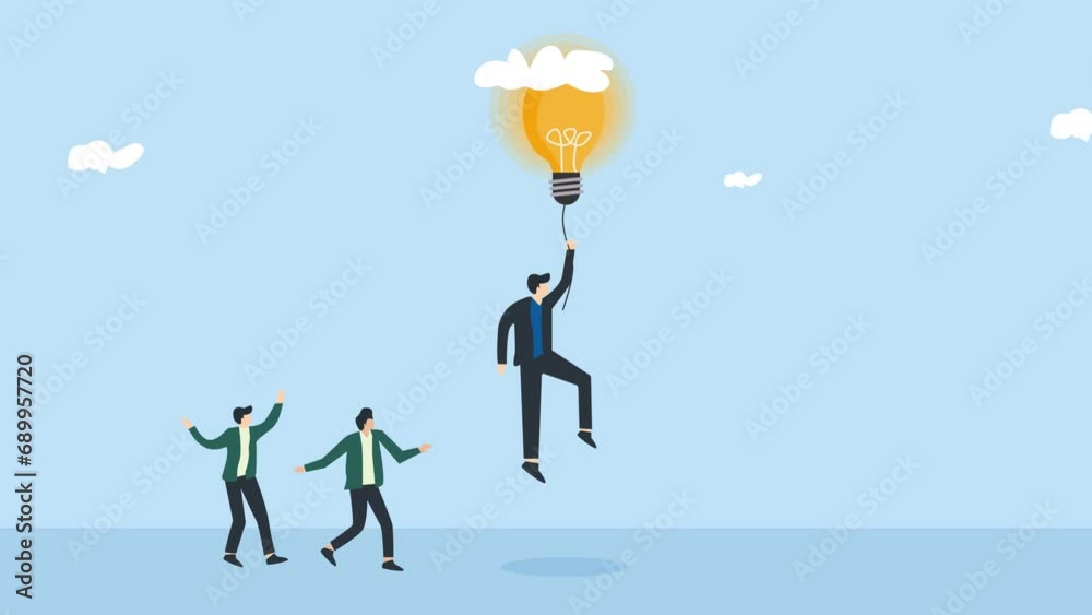 2d animation of solving problems in business or ideas in encouraging business innovation concepts. businessman and light bulb. 4k animation motion graphic. 2d animation of solving problems in business or ideas in encouraging business innovation concepts. businessman and light bulb. 4k animation motion graphic.