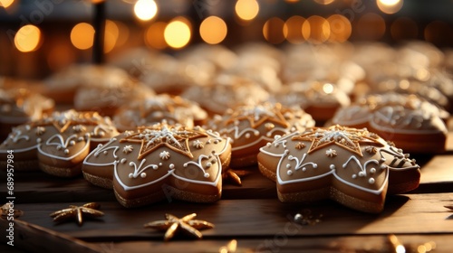 Close Beautiful Festive Christmas Cookies Decoration , Background HD, Illustrations