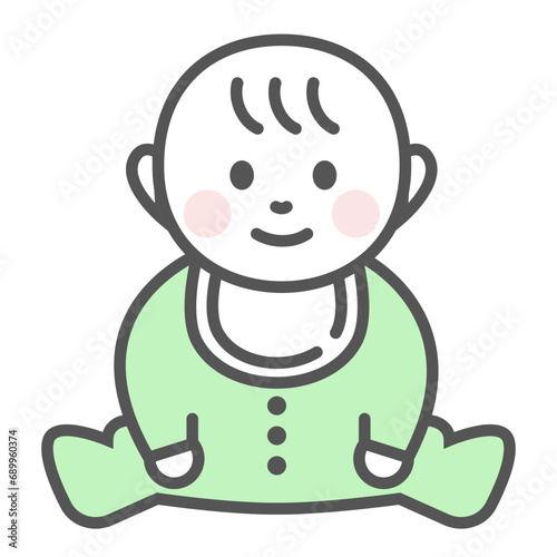 正面で座っている赤ちゃん