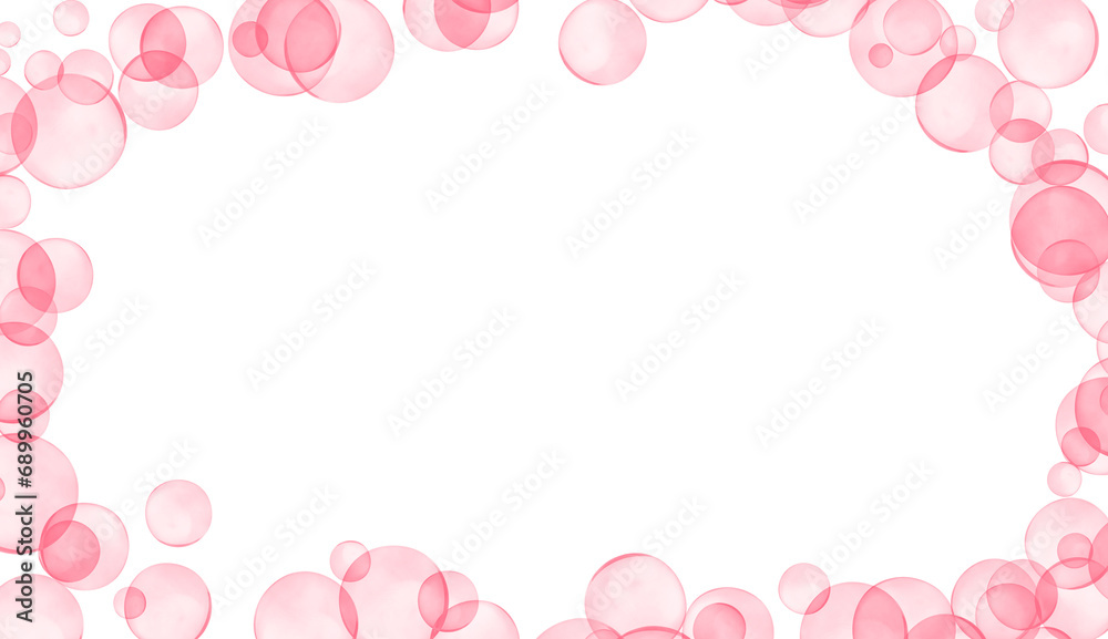 Soap bubbles with pink glitter. Bubbles frame. Design for decorating,background, wallpaper, illustration.