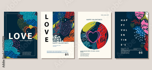 Happy Valentine's Day template for greeting card  fashion  commercial  banner, cover, social media story. vector illustration