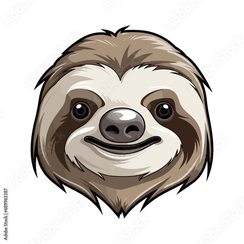 Sloth Portrait Sticker, Sloth mascot logo illustration, Sloth character, generative ai