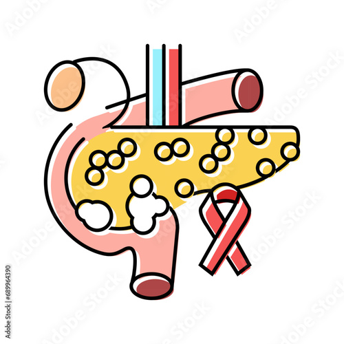 pancreatic cancer color icon vector. pancreatic cancer sign. isolated symbol illustration