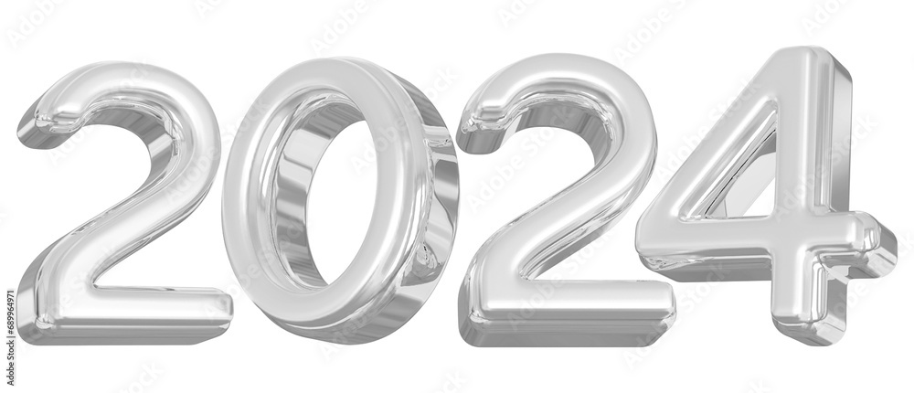 2024 New Year 3D Number Silver - Happy New Year 2024 New Year 3D Number Silver - Happy New Year