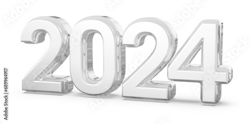 2024 New Year 3D Number Silver - Happy New Year