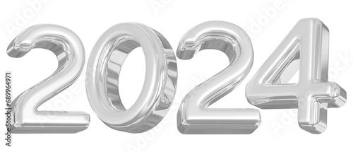 2024 New Year 3D Number Silver - Happy New Year