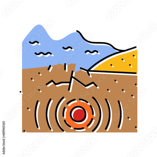 tsunami earthquake color icon vector. tsunami earthquake sign. isolated symbol illustration