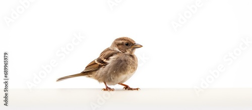 Sparrow chick isolated on white background