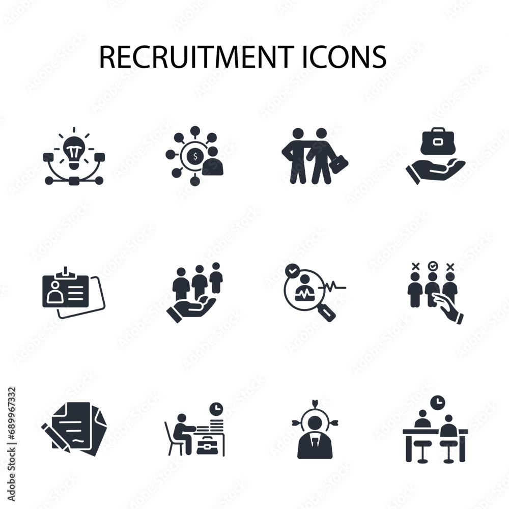 Recruitment icon set.vector.Editable stroke.linear style sign for use web design,logo.Symbol illustration. Recruitment icon set.vector.Editable stroke.linear style sign for use web design,logo.Symbol illustration.