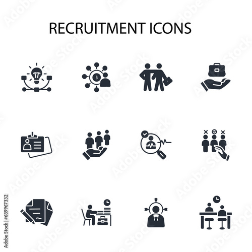 Recruitment icon set.vector.Editable stroke.linear style sign for use web design,logo.Symbol illustration. © zumrotul