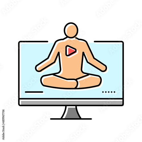 web online yoga relax color icon vector. web online yoga relax sign. isolated symbol illustration