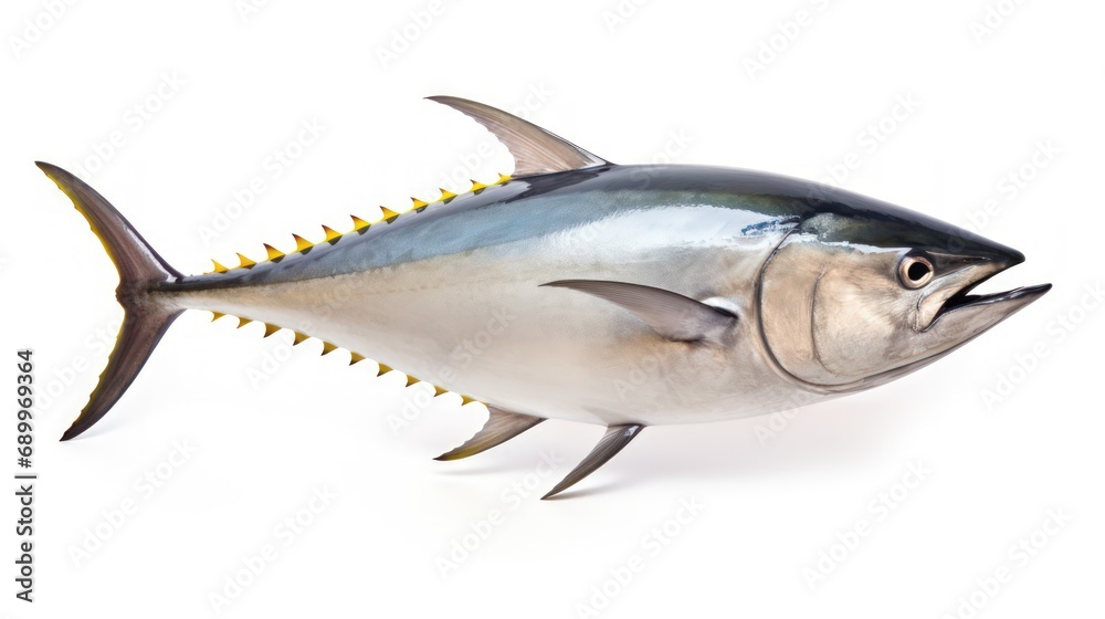Tuna fish on a white background.