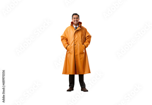 _Indian_businessman_Wear_a_raincoat_full_body