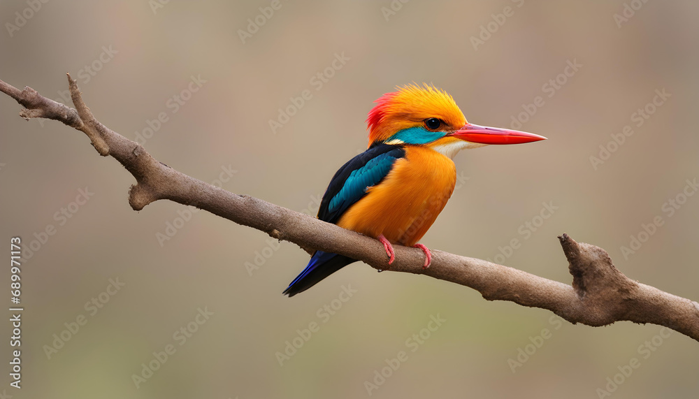 Colorful kingfisher on branch