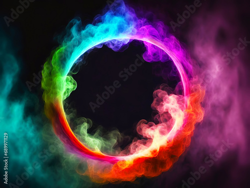 カラフルな煙の輪 © k_yu