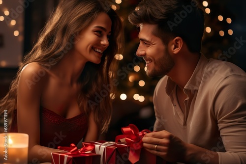 couple having candle light dinner on valentine's day 