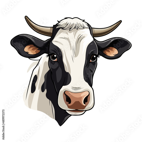 Milk cow Portrait Sticker, Milk cow mascot logo illustration, Milk cow character, generative ai
