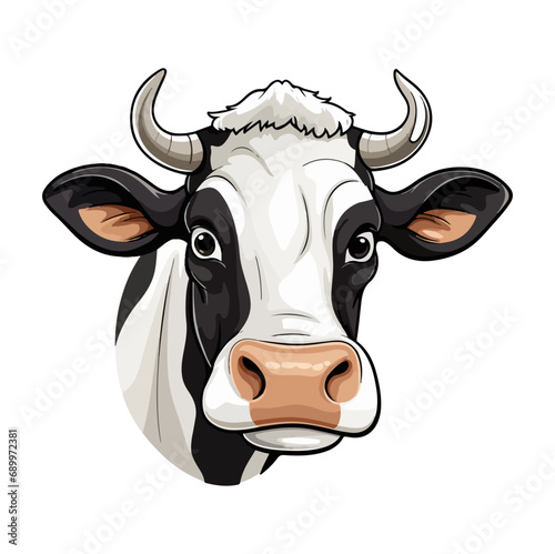 Milk cow Portrait Sticker, Milk cow mascot logo illustration, Milk cow character, generative ai