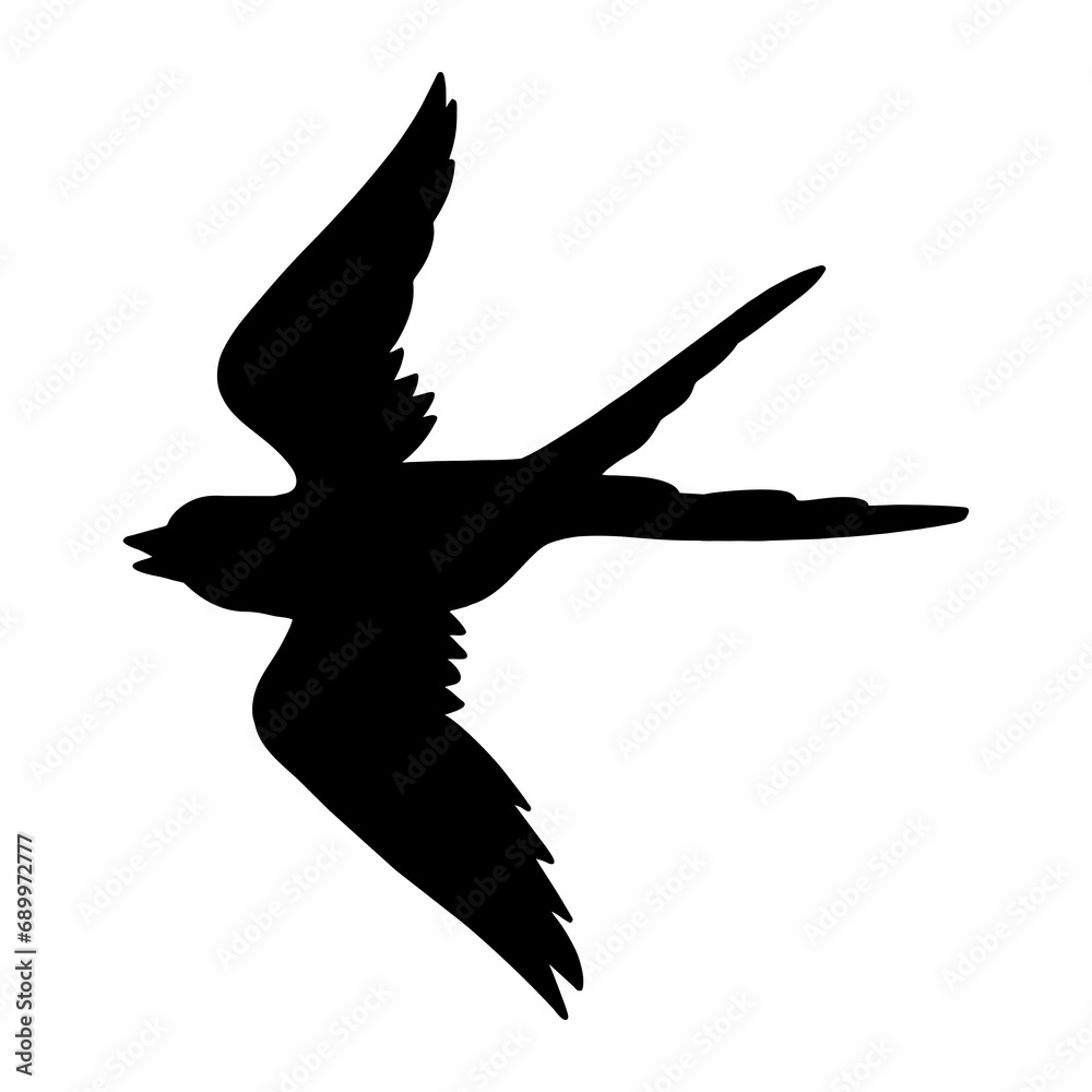 silhouette of a black bird in flight