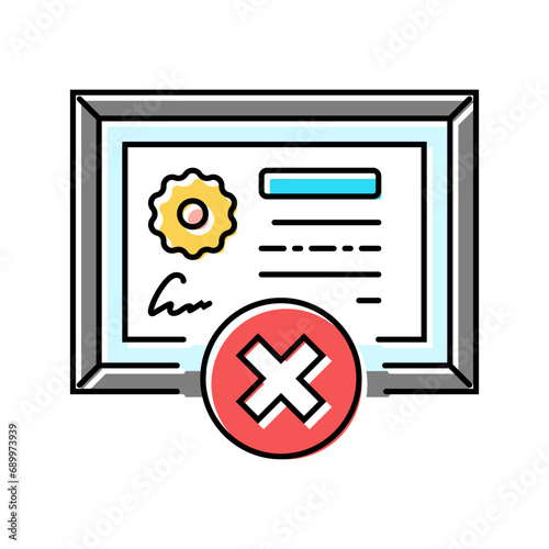 certificate disapprove color icon vector. certificate disapprove sign. isolated symbol illustration