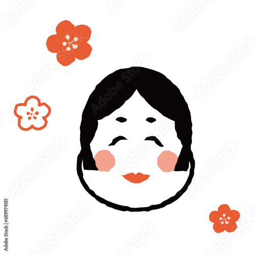 お多福　シンプルなイラスト素材