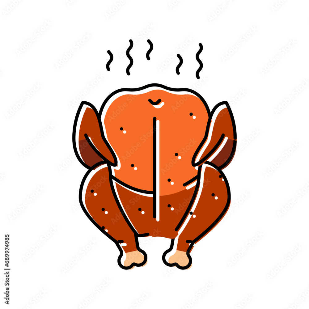 Fototapeta premium chicken smoked color icon vector. chicken smoked sign. isolated symbol illustration
