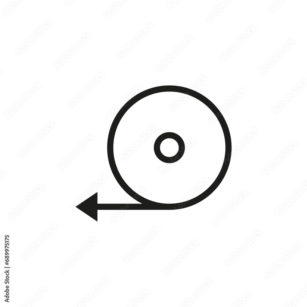 Symbol for unwinding material. Circle with direction movement arrow. Vector icon. Symbol for unwinding material. Circle with direction movement arrow. Vector icon.