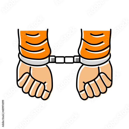 handcuffed hands crime color icon vector. handcuffed hands crime sign. isolated symbol illustration
