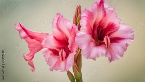 Pink gladiolus flower with isolated with soft background