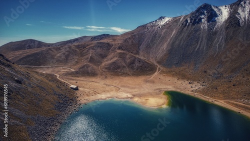 lake and volcano photo