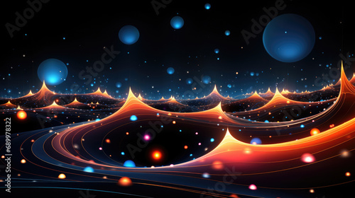 A mesmerizing blend of dots on curved lines technology, creating a captivating digital symphony of innovation and design excellence