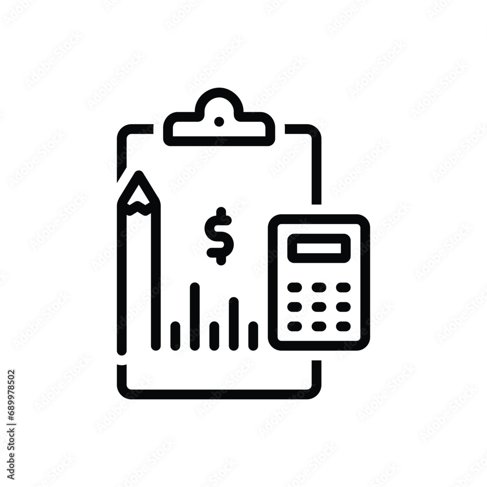 Black line icon for financial statement Black line icon for financial statement