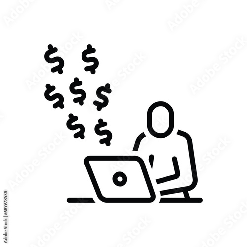 Black line icon for earning 