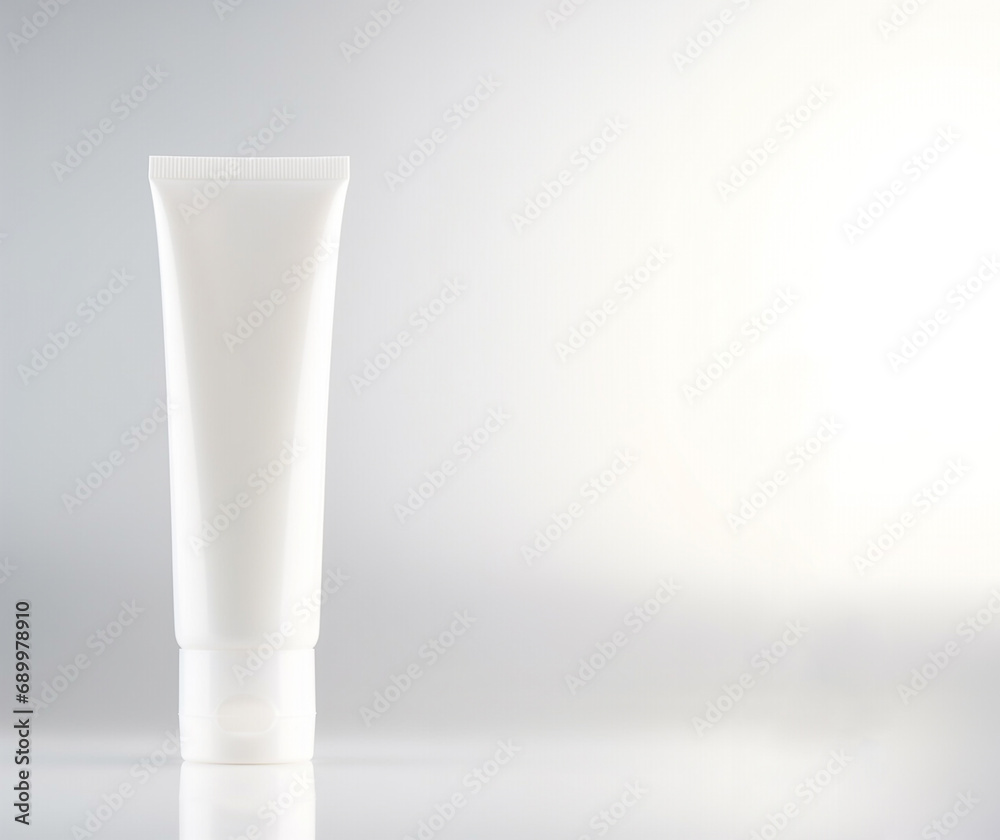 Blank White cosmetic tube pack Of Cream Or Gel. Ready for your package design. Showing cream product. Cosmetic product branding mockup, close up. Daily skincare and body care routine. Blank White cosmetic tube pack Of Cream Or Gel. Ready for your package design. Showing cream product. Cosmetic product branding mockup, close up. Daily skincare and body care routine.