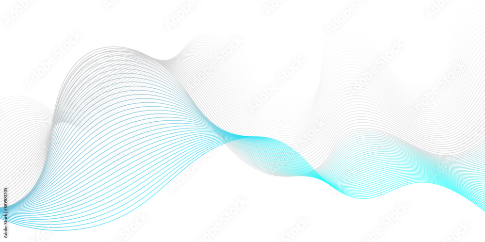 Modern seamless abstract blue wave geometric Technology, data science frequency gradient lines on transparent background. Isolated on white background. blue and white wavy stripes background.